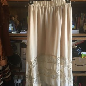 Cream Lacey High Low Skirt